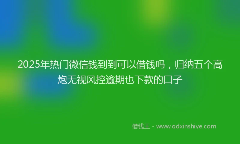 2025年热门微信钱到到可以借钱吗，归纳五个高炮无视风控逾期也下款的口子