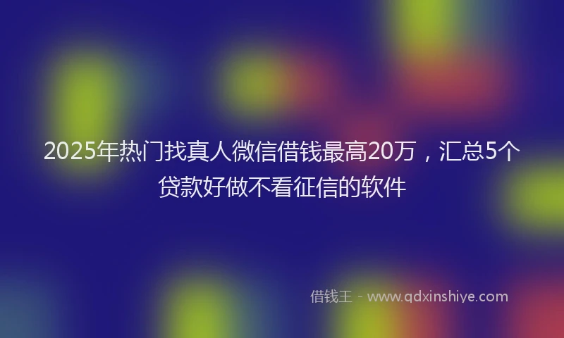 2025年热门找真人微信借钱最高20万，汇总5个贷款好做不看征信的软件