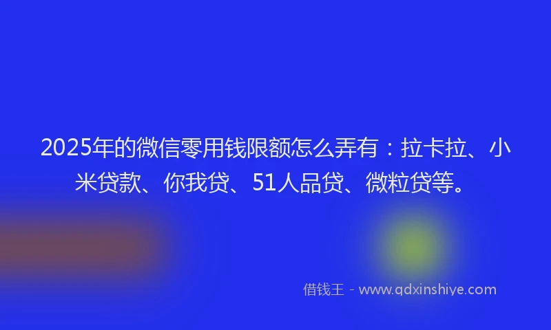 2025年的微信零用钱限额怎么弄有：拉卡拉、小米贷款、你我贷、51人品贷、微粒贷等。