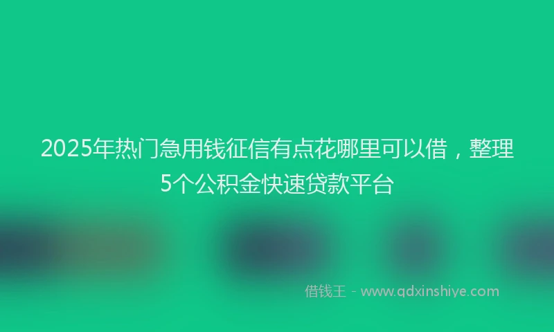 2025年热门急用钱征信有点花哪里可以借，整理5个公积金快速贷款平台