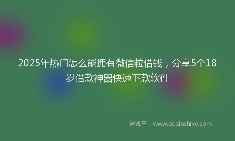 2025年热门怎么能拥有微信粒借钱，分享5个18岁借款神器快速下款软件