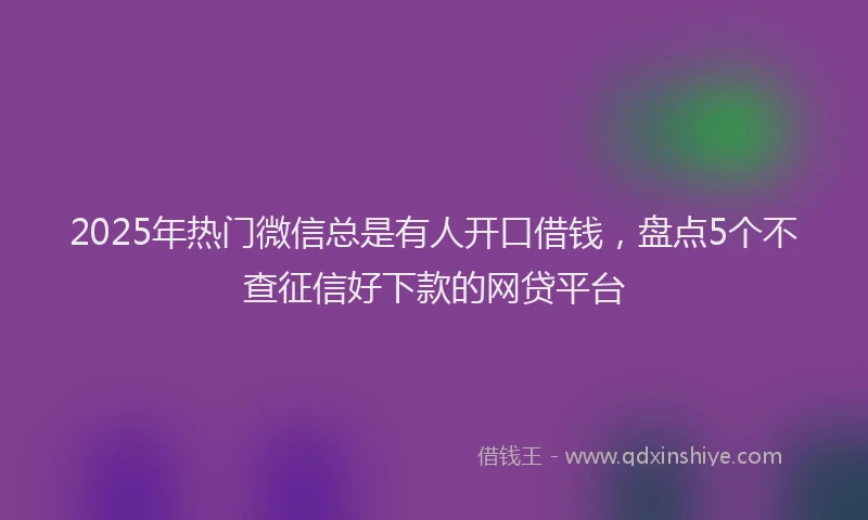 2025年热门微信总是有人开口借钱，盘点5个不查征信好下款的网贷平台