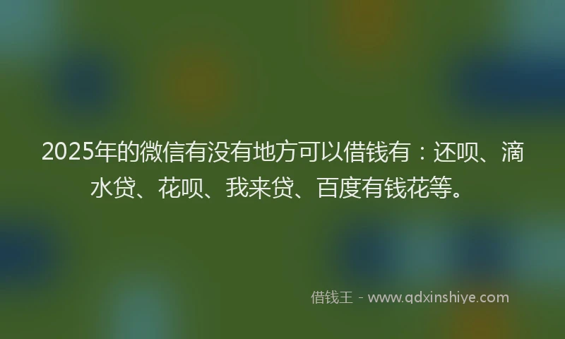 2025年的微信有没有地方可以借钱有：还呗、滴水贷、花呗、我来贷、百度有钱花等。