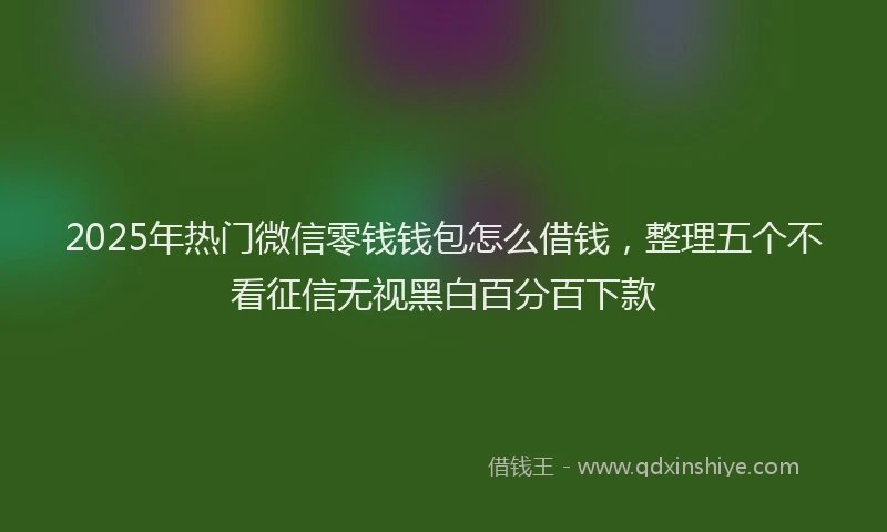 2025年热门微信零钱钱包怎么借钱，整理五个不看征信无视黑白百分百下款
