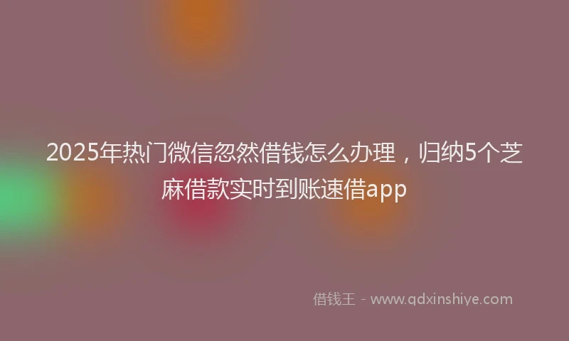 2025年热门微信忽然借钱怎么办理，归纳5个芝麻借款实时到账速借app
