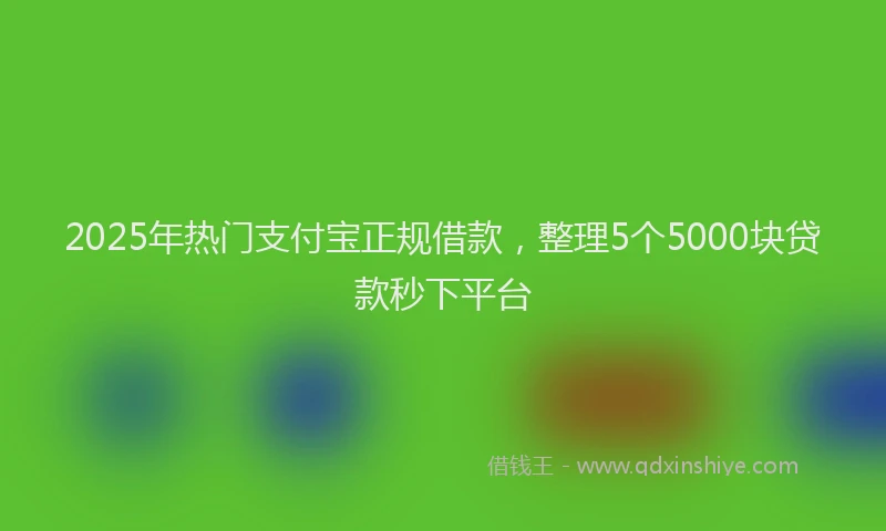 2025年热门支付宝正规借款，整理5个5000块贷款秒下平台