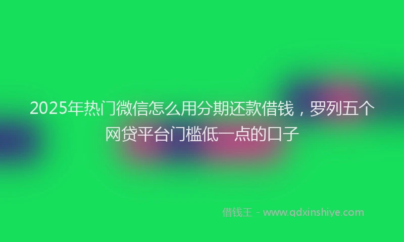 2025年热门微信怎么用分期还款借钱，罗列五个网贷平台门槛低一点的口子