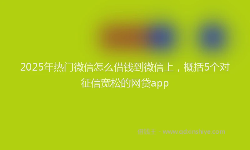 2025年热门微信怎么借钱到微信上，概括5个对征信宽松的网贷app