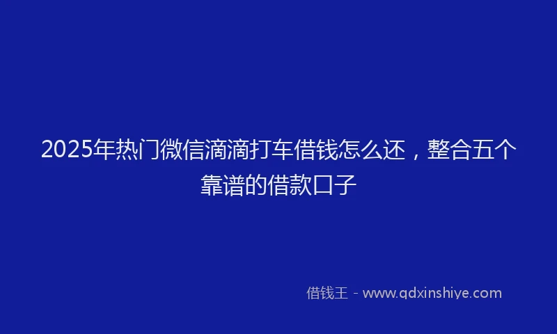 2025年热门微信滴滴打车借钱怎么还，整合五个靠谱的借款口子