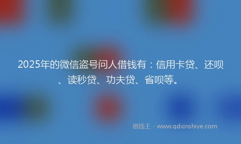 2025年的微信盗号问人借钱有：信用卡贷、还呗、读秒贷、功夫贷、省呗等。