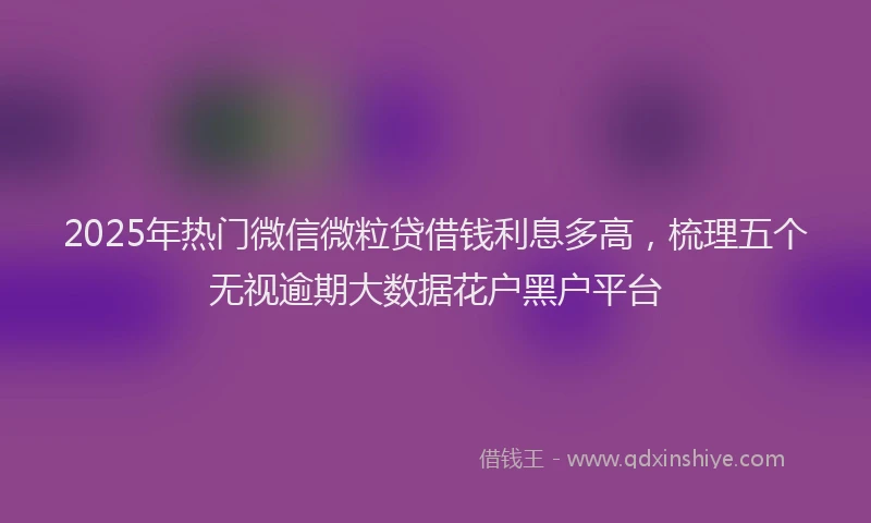 2025年热门微信微粒贷借钱利息多高，梳理五个无视逾期大数据花户黑户平台