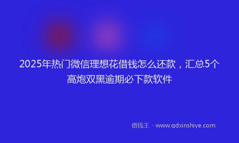 2025年热门微信理想花借钱怎么还款，汇总5个高炮双黑逾期必下款软件