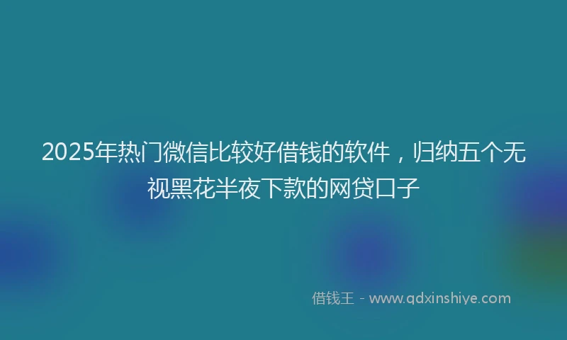 2025年热门微信比较好借钱的软件，归纳五个无视黑花半夜下款的网贷口子