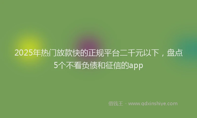 2025年热门放款快的正规平台二千元以下，盘点5个不看负债和征信的app
