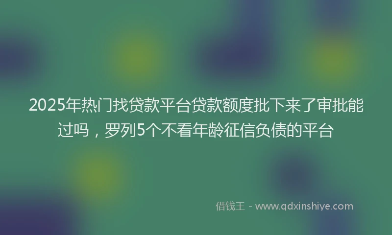 2025年热门找贷款平台贷款额度批下来了审批能过吗，罗列5个不看年龄征信负债的平台