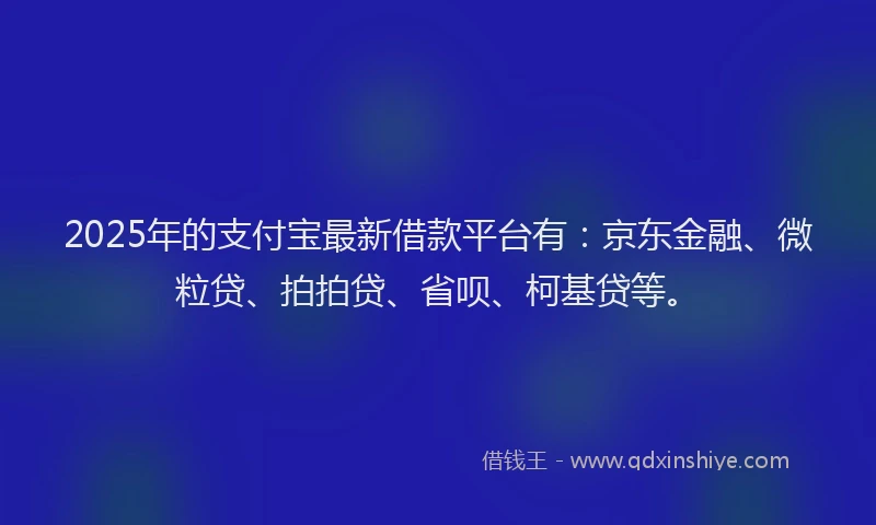 2025年的支付宝最新借款平台有：京东金融、微粒贷、拍拍贷、省呗、柯基贷等。