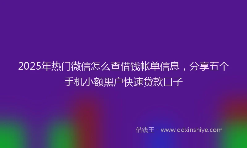 2025年热门微信怎么查借钱帐单信息，分享五个手机小额黑户快速贷款口子