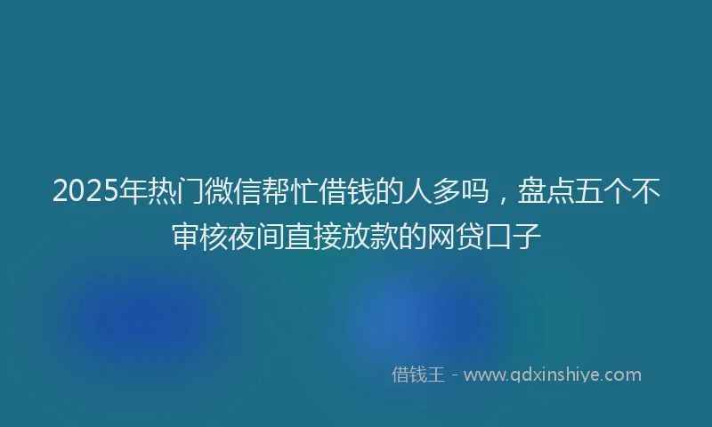 2025年热门微信帮忙借钱的人多吗，盘点五个不审核夜间直接放款的网贷口子