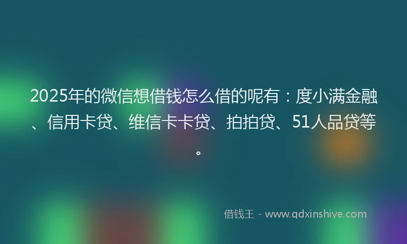 2025年的微信想借钱怎么借的呢有：度小满金融、信用卡贷、维信卡卡贷、拍拍贷、51人品贷等。