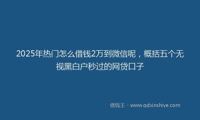 2025年热门怎么借钱2万到微信呢，概括五个无视黑白户秒过的网贷口子