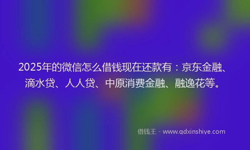 2025年的微信怎么借钱现在还款有：京东金融、滴水贷、人人贷、中原消费金融、融逸花等。