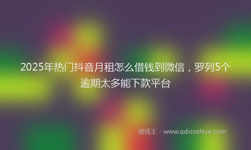 2025年热门抖音月租怎么借钱到微信，罗列5个逾期太多能下款平台