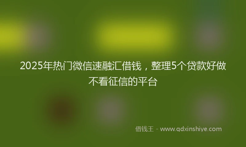 2025年热门微信速融汇借钱，整理5个贷款好做不看征信的平台