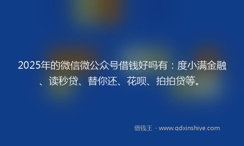 2025年的微信微公众号借钱好吗有：度小满金融、读秒贷、替你还、花呗、拍拍贷等。