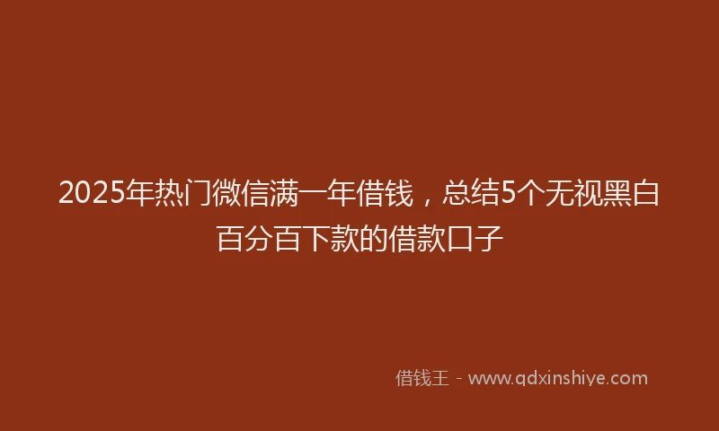 2025年热门微信满一年借钱，总结5个无视黑白百分百下款的借款口子