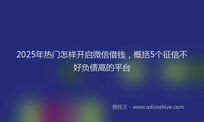 2025年热门怎样开启微信借钱，概括5个征信不好负债高的平台