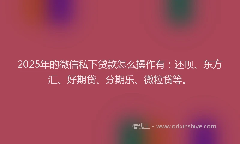 2025年的微信私下贷款怎么操作有：还呗、东方汇、好期贷、分期乐、微粒贷等。
