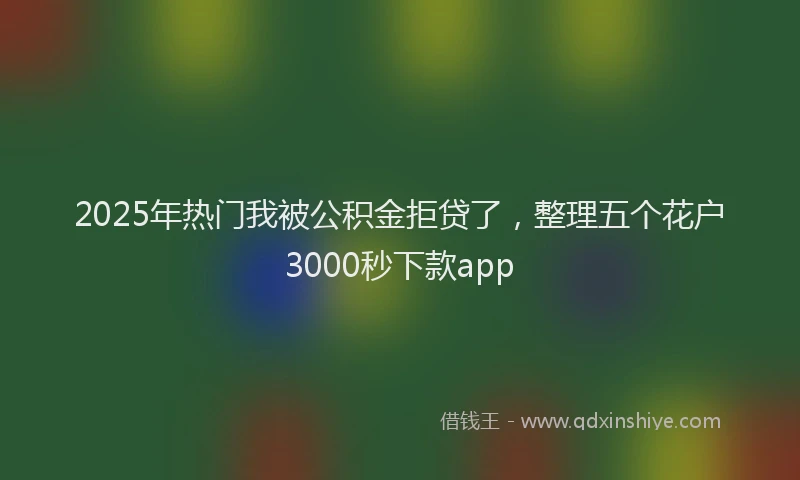 2025年热门我被公积金拒贷了，整理五个花户3000秒下款app