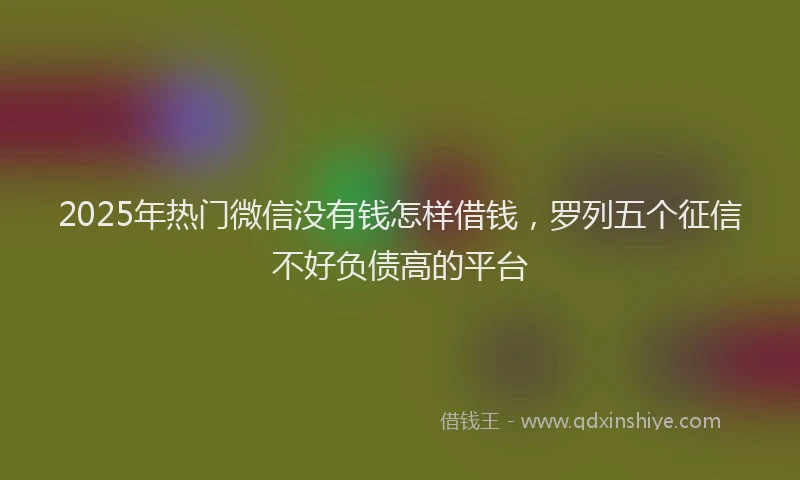 2025年热门微信没有钱怎样借钱，罗列五个征信不好负债高的平台