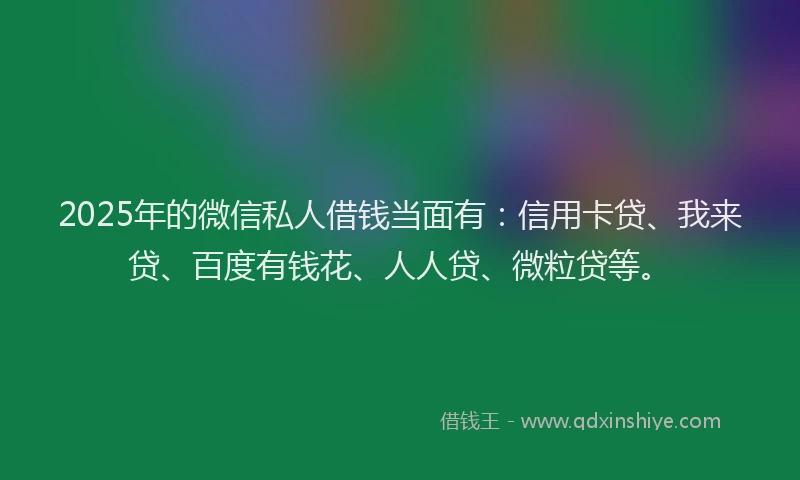 2025年的微信私人借钱当面有：信用卡贷、我来贷、百度有钱花、人人贷、微粒贷等。
