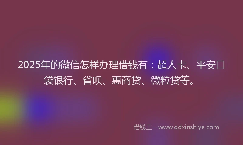 2025年的微信怎样办理借钱有：超人卡、平安口袋银行、省呗、惠商贷、微粒贷等。