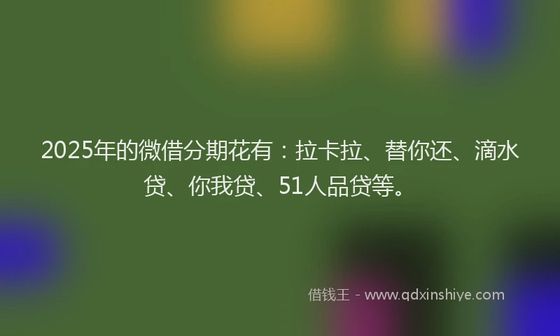 2025年的微借分期花有：拉卡拉、替你还、滴水贷、你我贷、51人品贷等。
