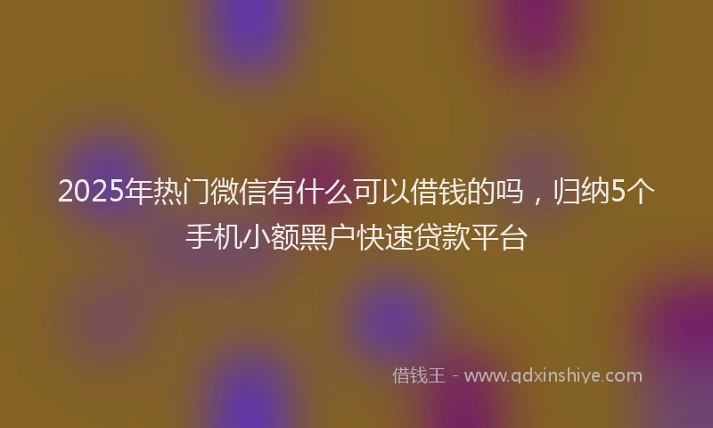 2025年热门微信有什么可以借钱的吗，归纳5个手机小额黑户快速贷款平台
