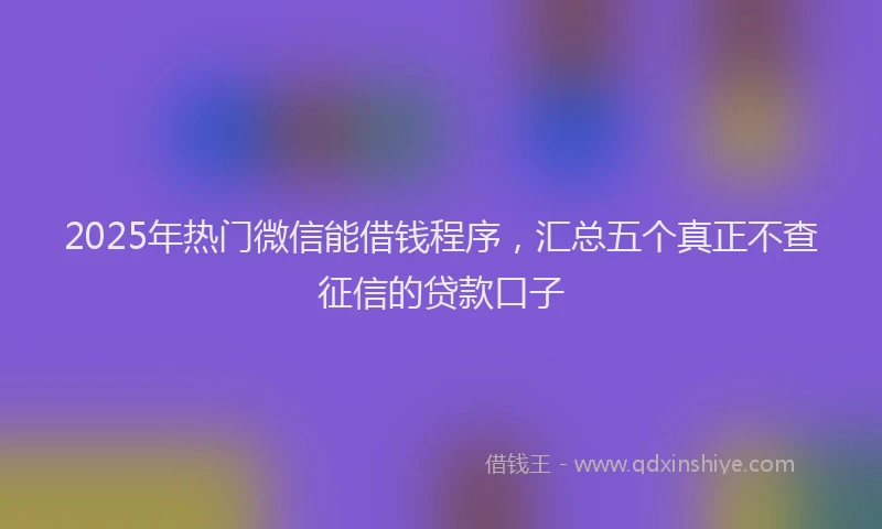 2025年热门微信能借钱程序，汇总五个真正不查征信的贷款口子