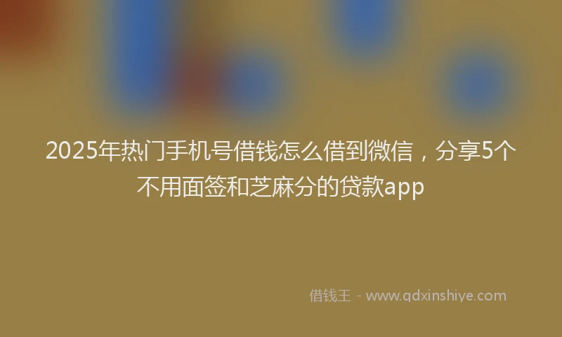 2025年热门手机号借钱怎么借到微信，分享5个不用面签和芝麻分的贷款app