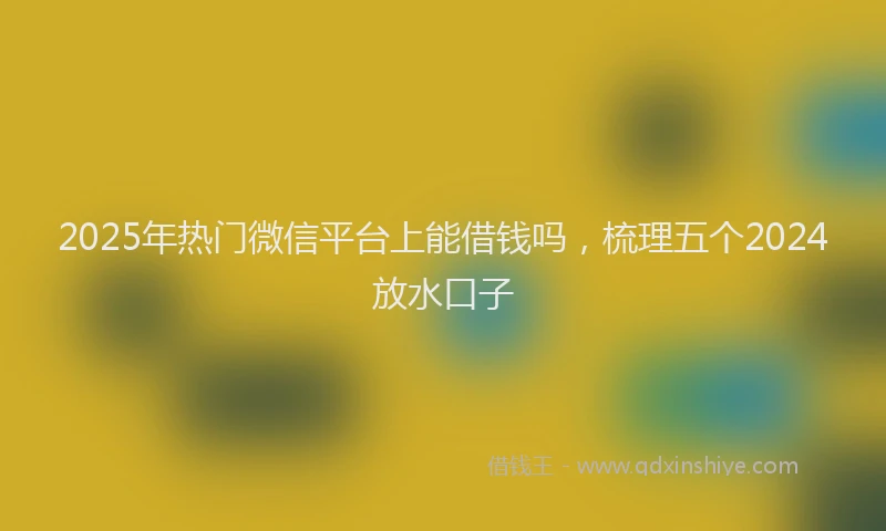 2025年热门微信平台上能借钱吗，梳理五个2024放水口子