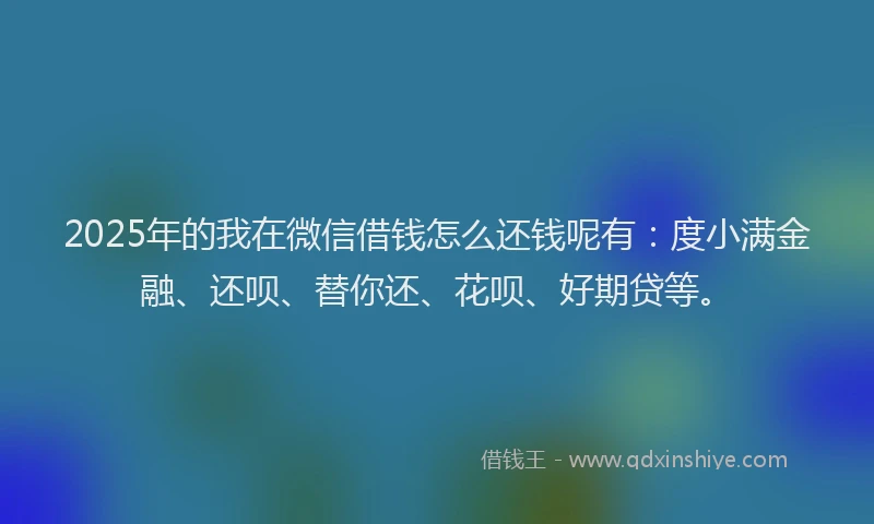 2025年的我在微信借钱怎么还钱呢有:度小满金融、还呗、替你还、花呗、好期贷等。