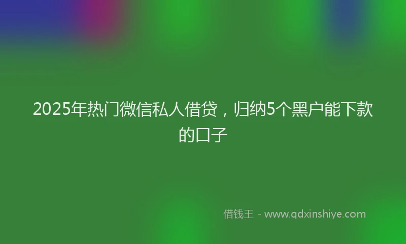 2025年热门微信私人借贷，归纳5个黑户能下款的口子