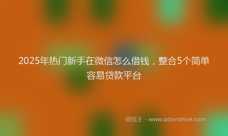2025年热门新手在微信怎么借钱，整合5个简单容易贷款平台