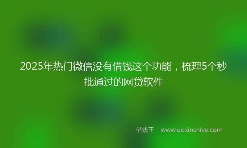 2025年热门微信没有借钱这个功能，梳理5个秒批通过的网贷软件