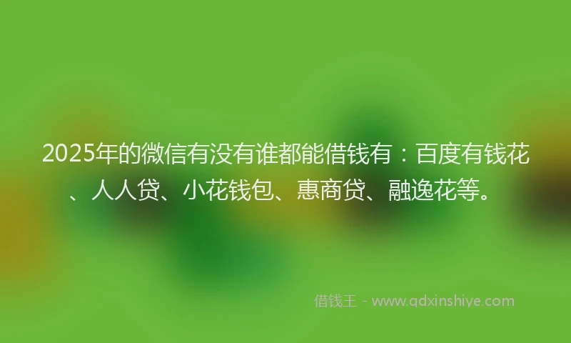 2025年的微信有没有谁都能借钱有：百度有钱花、人人贷、小花钱包、惠商贷、融逸花等。