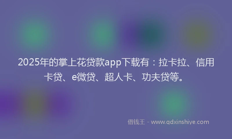 2025年的掌上花贷款app下载有：拉卡拉、信用卡贷、e微贷、超人卡、功夫贷等。