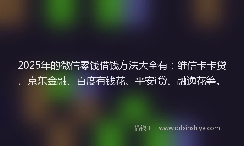 2025年的微信零钱借钱方法大全有：维信卡卡贷、京东金融、百度有钱花、平安i贷、融逸花等。