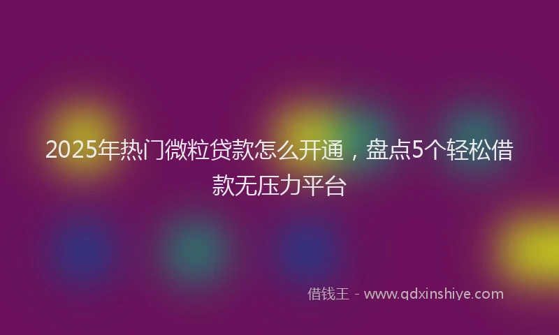 2025年热门微粒贷款怎么开通，盘点5个轻松借款无压力平台