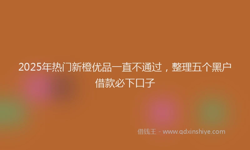 2025年热门新橙优品一直不通过，整理五个黑户借款必下口子