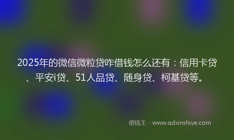 2025年的微信微粒贷咋借钱怎么还有：信用卡贷、平安i贷、51人品贷、随身贷、柯基贷等。